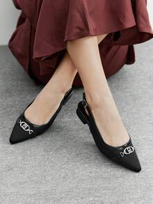 CUCCOO BIZCHIC Pointed Toe Backless Women Pumps, Versatile Casual Commuter Shoes - Black - View 1