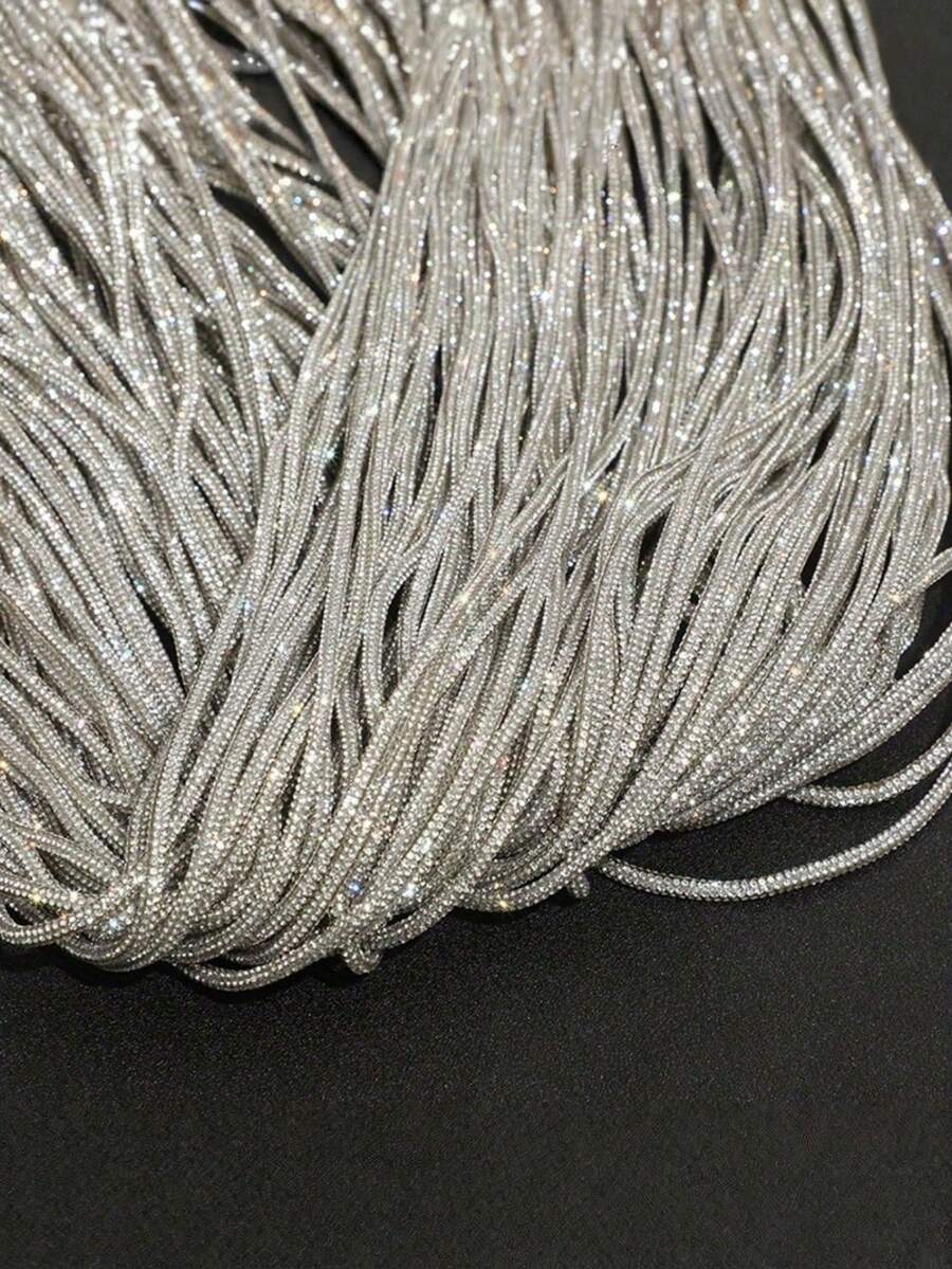 1 cuộn dây kim tuyến dài 2 thước Anh, đính đá pha lê 4mm, dùng để làm trang sức DIY, vòng tay, vòng cổ, dây đeo túi xách, trang trí lễ hội, vũ trường, thời trang.