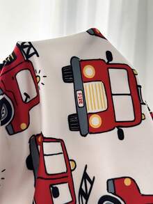 Cozy Pixies 男婴四件套贴身睡衣套装，卡通汽车印花柔软针织圆领短袖上衣和松紧腰长裤 - 彩色 - 查看 7