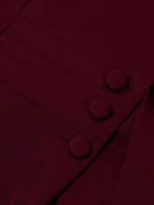 GlowEve CURVE Plus Size Elegant Commuter Solid Color Tie-Waist Wrap Jacket & Pants Suit - Burgundy - View 5