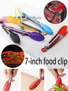 1个不锈钢厨房夹 - 多功能可锁定尖头烧烤夹，厨房食物夹，耐热烹饪夹，适用于烧烤、沙拉、烘焙 - 必备厨房工具 - 彩色 - 查看 5
