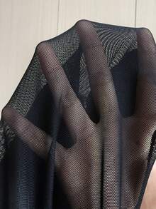 Vibekara 大码网眼拼接透视性感纯色修身休闲T恤 - 黑色 - 查看 6