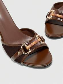 CUCCOO BIZCHIC 女士时尚优雅夏季高跟凉鞋 - 巧克力棕 - 查看 7