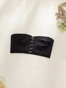 NudeFit 大码简约纯色文胸和无钢圈文胸 - 黑色 - 查看 6