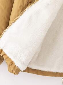 SHEIN Explorewe 男童冬季新款拉链连帽保暖加厚真口袋休闲经典羽绒服，秋冬儿童外套，幼儿男童冬季外套，男童夹克，秋冬男童冬季外套，儿童冬季夹克，儿童棉质夹克，男童冬季外套 - 卡其色 - 查看 7