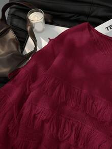 Firerie Áo len chui đầu 3 lớp tua rua cỡ lớn dành cho nữ, thích hợp cho mùa thu/đông. - Đỏ - Xem 3