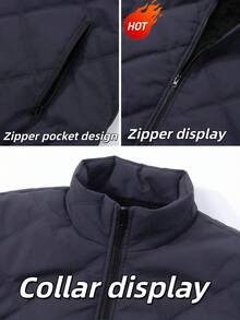 Manfinity Homme Chaqueta de forro polar versátil y de moda para hombres en invierno, chaqueta de hombre, chaqueta bomber de hombre, chaqueta forrada térmica para hombres, ropa de abrigo para hombres - Gris Oscuro - Ver 7