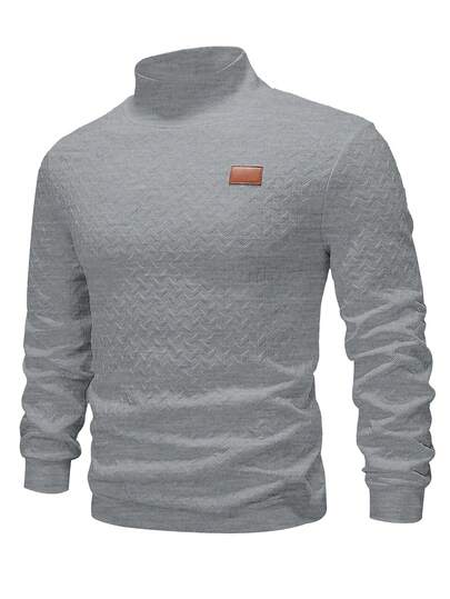 Manfinity Homme Men's Casual Stand Collar Pullover Sweatshirt, Autumn/Winter Grey Mock Neck Mock Neck Shirt Men Mock Neck Men Jumper For Men Mens Mock Neck Sweater Mens Jumper Men Turtleneck Grey Sweater Men Mens Long Sleeve Old Money,Daily Leisure, Weekend Trips, Outdoor Activities, Travel Expeditions, Relaxed Work Environments Or Semi-Formal Occasions, Boyfriend/Husband Gift, Anniversary /Birthday Gift Party Summer New Years Wedding Valentine's Day