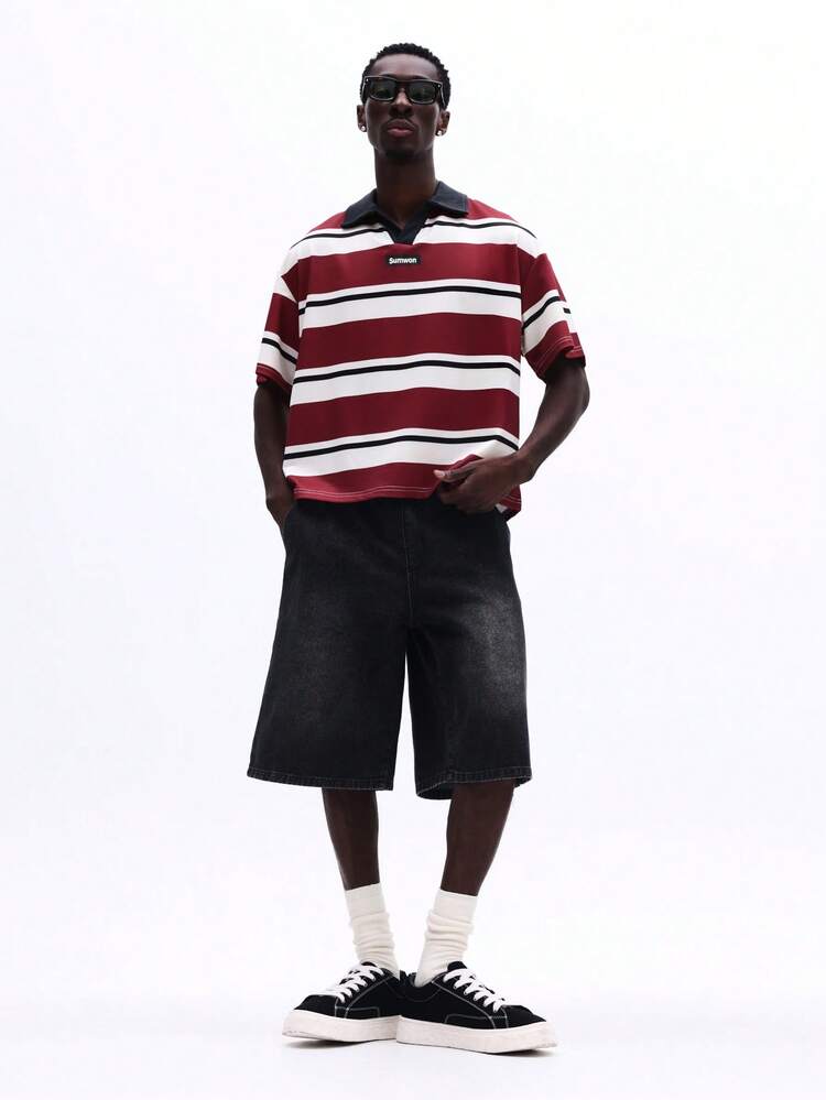 Striped Polo Shirt With Chest Logo