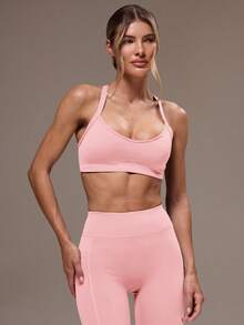 Musera Sport Bộ đồ thể thao tập gym và quần legging chéo lưng cho nữ - Màu Hồng baby - Xem 5