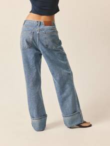Aralina Winter / Summer Turn Back Hem Deatil Denim Jean - Medium Wash - View 2