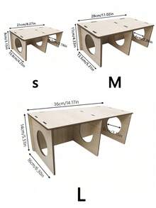 Wooden Hideaway House With Shelves - Hamster, Squirrel, Hedgehog, Guinea Pig Habitat, Small/Medium/Large Sizes, Exploration Tunnel - Multicolor - View 4