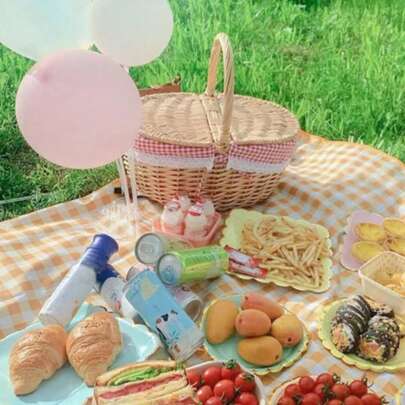 Wicker Hamper Handmade Wicker Willow Woven Picnic Basket With Handle Double Lid Food Fruit Storage Hamper Basket For Holiday Camping Shopping Home Decor,Purely Natural Handmade Willow Weaving May Have Slight Color Differences Due To Growth Factors, Which Do Not Affect Normal Aesthetics Or Usability. Please Rest Assured When Purchasing.