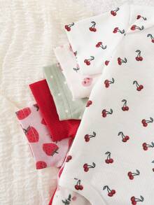 新生女宝宝休闲可爱波点长袖T恤和松紧腰裤套装 - 彩色 - 查看 4