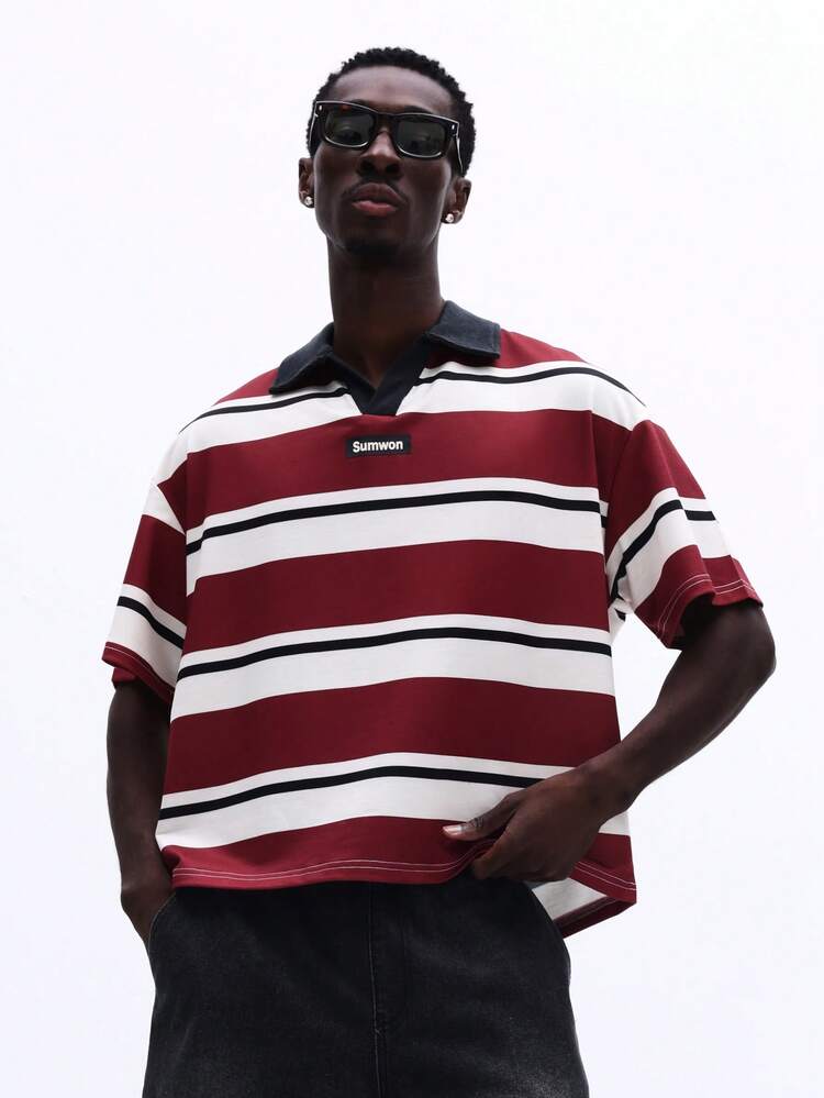 Striped Polo Shirt With Chest Logo