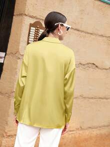 Modelyn 酒红色女士长袖衬衫 - 黃色 - 查看 4