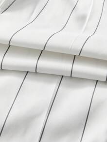 SWAVVY 男士休闲梭织弹力腰竖条纹锥形七分裤，秋季，Old Money - 黑與白 - 查看 5