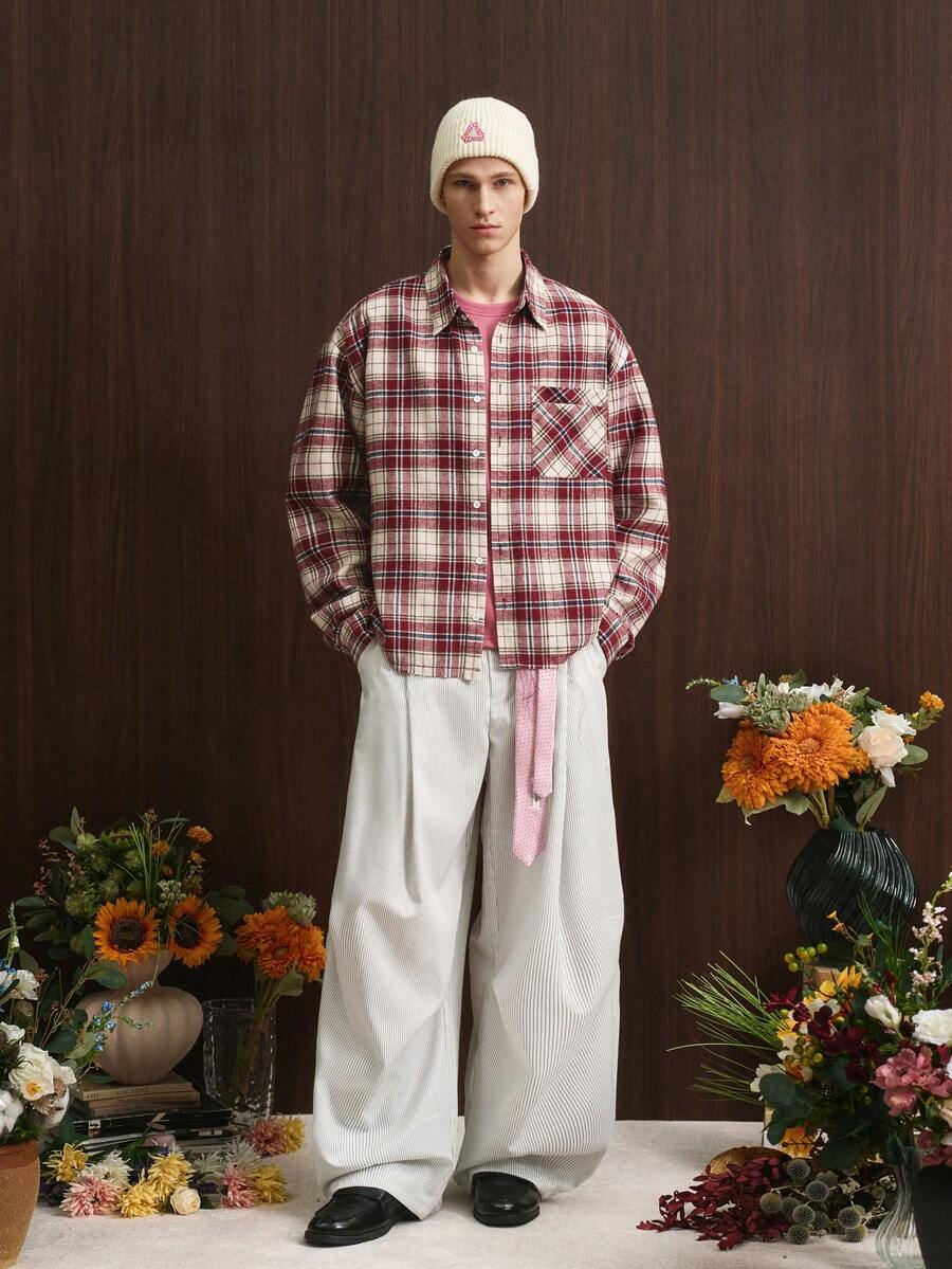 TOKVUE 男士休闲格子长袖衬衫，百搭 - 彩色 - 查看 1