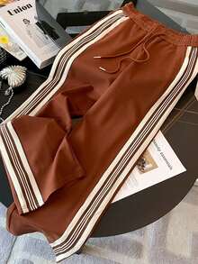 Resyla Fitted Stand Collar Cardigan + Casual Slant Pocket Pants - Brown - View 5