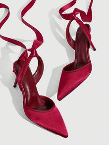 CUCCOO SZL Damen Spitze Zehen Wickel Design modische High Heels, vielseitig für den täglichen Gebrauch - Bordeaux - Übersicht 5