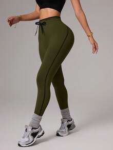 Dewbera Quần legging đen dáng ôm, đa năng, phối màu tương phản, cạp chun, thiết kế sọc đen, giúp thon gọn vóc dáng. - Nhiều màu - Xem 5