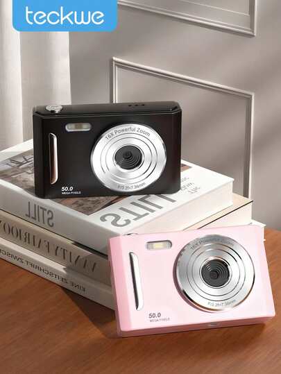 Teckwe Digital Camera, CCD Camera For, Shoot Digital Cameras With 16X Digital Zoom Anti Shake, Compact Portable Small Gift For Boys Girls Students