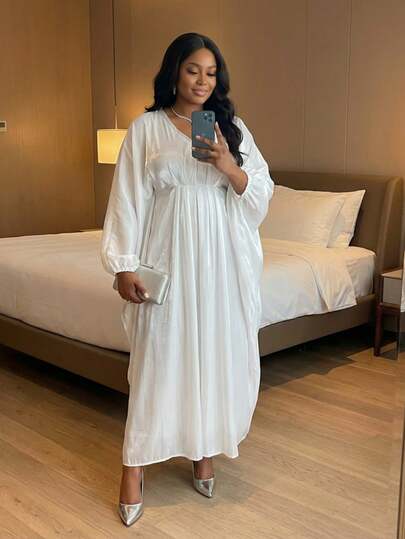 SHEIN Lady Spring And Summer Autumn And Winter Elegant Party Wedding Valentine's Day Concert/Music Festival White Woven Metallic V Neck Ball Gown Flowy Batwing Sleeve Ruffle Neck Kaftan Dress Long Wrist-Length Sleeve Arabian Dresses Plus Size Dresses Elegant Women Dresses Classy Outfits Elegant Dress Wedding Valentines Outfit Women Valentines Outfit Spring Outfits For Women Valentine's Day Outfit Valentine's Day Outfit Festival Outfits For Women Concert Outfit Women Spring Clothes Valentines Dress Wedding Modest Dress Abaya Dress Summer Outfits For Women Romantic Dresses Summer Dresses For Women Wedding Guest Dress Women Birthday Outfits For Women Spring Outfits For Women Spring Dresses For Women Concert Outfit Women Summer Clothes Women Summer Clothes Women African Dresses For Women Festival Outfits For Women Spring Break Outfits Modesty Clothes Women Concert Concert Outfits Plus Size Dress Elegant Abaya Women Plus Size Summer Clothes Formal Dress For Wedding Festival Festival Outfits