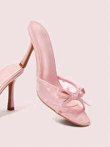 CUCCOO DOLLMOD Giày sandal cao gót mũi nhọn màu nâu bằng da PU dành cho nữ, thích hợp cho kỳ nghỉ xuân, lễ Phục sinh, dạ hội. - Màu hồng - Xem 2