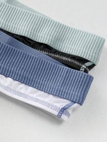 WENEZON 2pcs/Set Men's Seamless Comfortable Contrast Waistband Thong Underwear