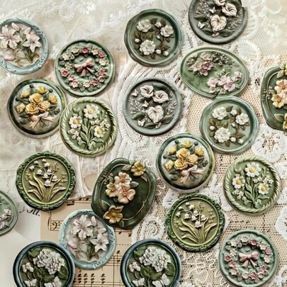 20 miếng/gói Hình dán dập nổi Phong cách cổ điển Hình dán trang trí Quà tặng ngày lễ Trang trí DIY Sổ lưu niệm Đồ dùng thủ công Văn phòng phẩm cá nhân hóa cho trường học Đồ dùng học tập Trở lại trường học