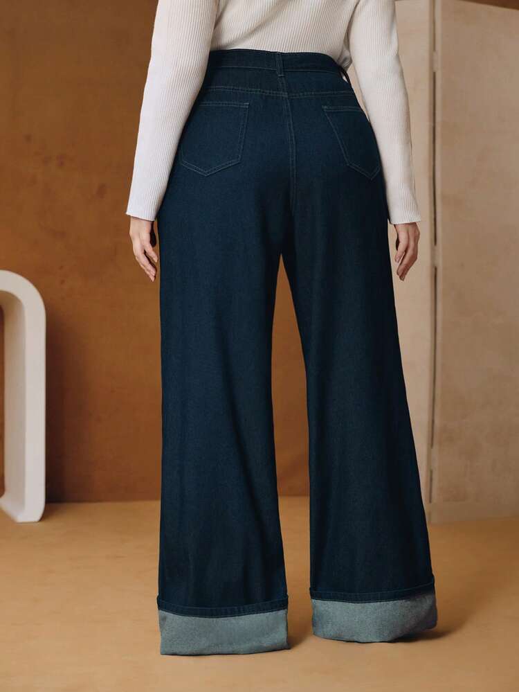 New Plus Size Women's Fashion Party & Valentine's Day Classic Blue Straight Leg Jeans