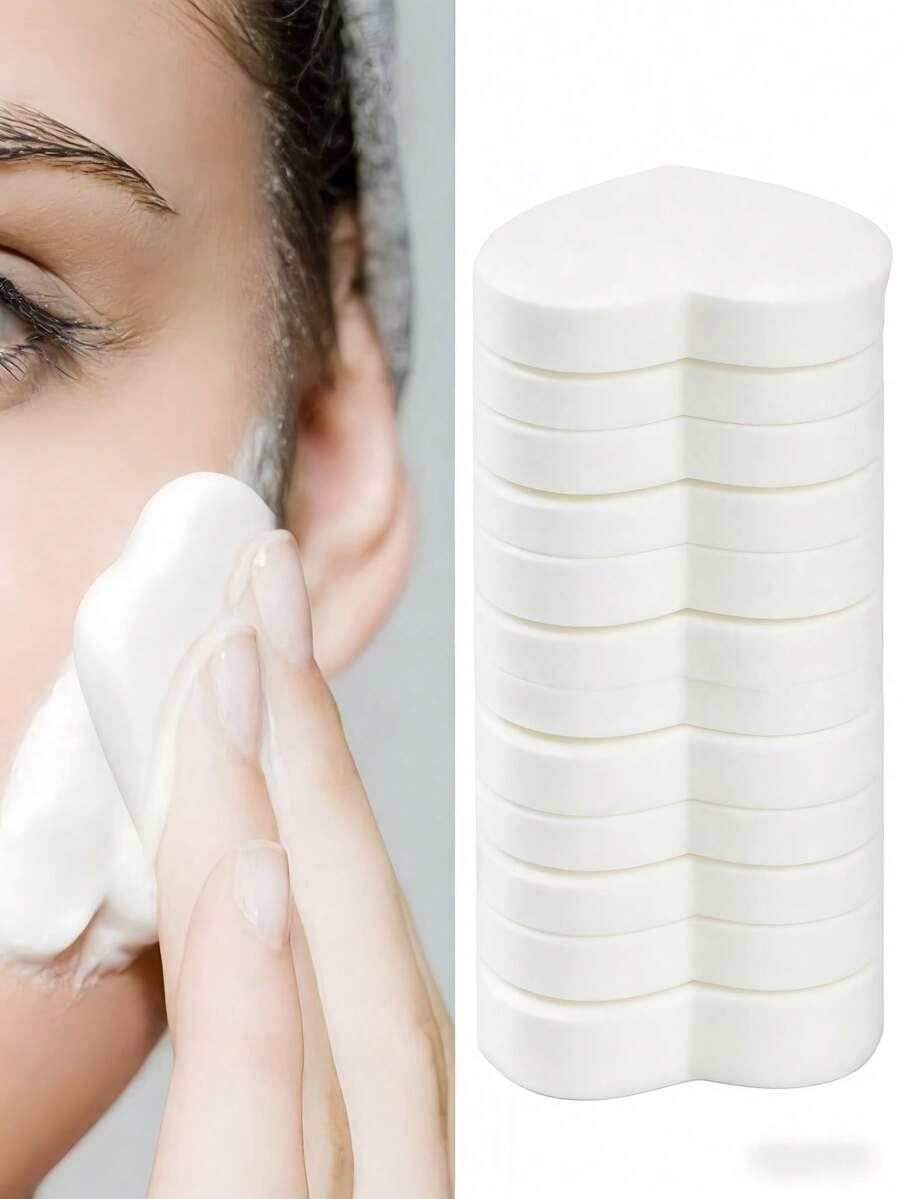 10/30/50/100PCS Compressed Natural Cellulose Face Sponge Set Professional Makeup Cleansing And Exfoliating Sponges For Facial Care Masks Travel And Home Makeup Removal - White - View 1