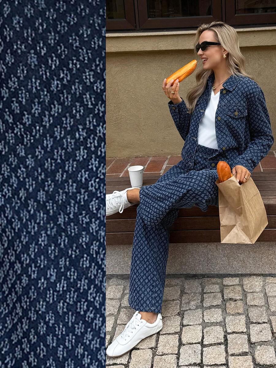 SHEIN 孕妇休闲通勤水洗纹理牛仔外套情人节度假穿搭女装嘉年华夏季春季通勤毕业季时尚Y2K可爱街头风派对婚礼优雅商务休闲女装