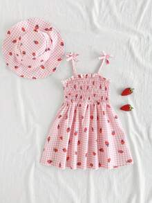Vintaside Kids Babygirl Infant & Baby GirlSpring/Summer Strap Fashion Cute Casual Strawberry Digital Printed Dress, Suitable For Going To The Beach And Vacation Wear - Pink - View 4