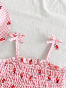 Vintaside Kids Babygirl Infant & Baby GirlSpring/Summer Strap Fashion Cute Casual Strawberry Digital Printed Dress, Suitable For Going To The Beach And Vacation Wear - Pink - View 5