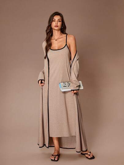 Lazeform 女士休闲纯色修身长袖外套套装，含吊带背心和长裤，适合外穿