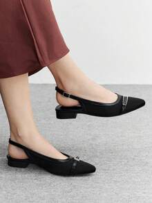 CUCCOO BIZCHIC 女士时尚百搭通勤搭扣尖头高跟鞋 - 黑色 - 查看 2