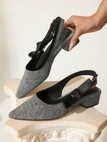 CUCCOO CHICEST Women's Fashionable & Elegant Party Pumps With Bow Decor Valentine's Day - Grey - View 6