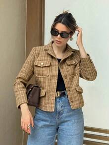 Plus Size Blazers - Camel - View 2