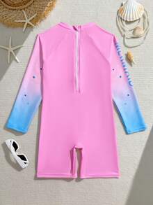 女童连体泳衣,新款时尚粉色美人鱼和海洋动物印花短袖短裤,时尚休闲优雅精致运动活力可爱俏皮,适合游泳、海滩、泳池、拍照、送礼、水上乐园、夏季水疗等场合。 - 粉色 - 查看 3