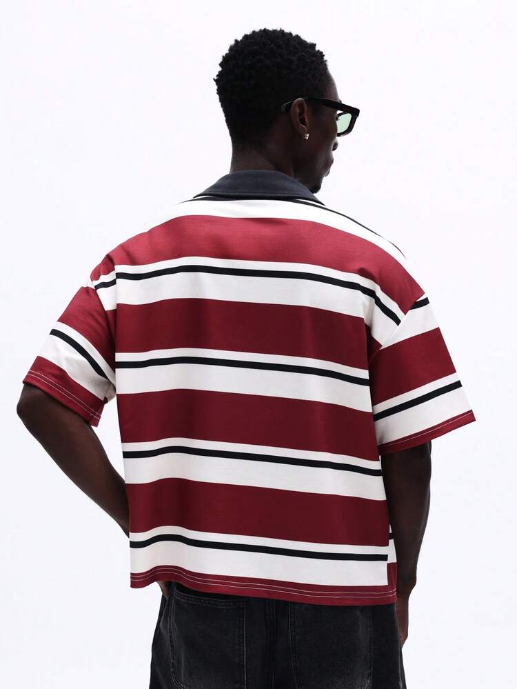 Striped Polo Shirt With Chest Logo
