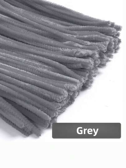 100/200/300/500pcs Grey Pipe Cleaners Craft Supplies, Multi-Color Chenille Stems, Encrypted Chenille Stems, Soft Twists Stickes, Pipe Cleaners Stems For Art And Craft Projects Creative DIY Decorations