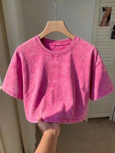 Comfortcana Camiseta básica de manga corta de 100% algodón lavado