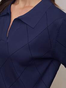 BizChic 2025秋冬新款不对称菱形针织高领套头毛衣，海军蓝，90年代教师风，优雅百搭，适合工作、休闲、正式场合、派对、海滩、婚礼、假日、早餐、机场、国庆节、圣诞节、感恩节等各种场合。