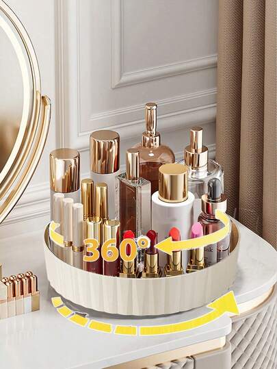 双层5升调料收纳架旋转托盘塑料化妆品收纳盒厨房台面收纳架家用办公收纳节省空间潮流