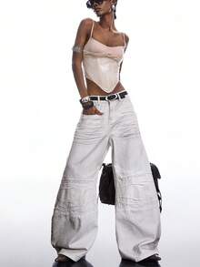 LYSMO 2026 New Arrive Minimalism Spring/Summer Sequin Patchwork Asymmetric Hem Criss-Cross Back Strap Camisole - Apricot - View 9