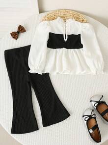 Baby Girl Cute Solid Red Graphic Long Sleeve Shirt Set, Suitable For New Year, Valentine's Day, Wedding, Party Occasions, Spring/Autumn/Winter 2pcs Set Baby Girl Winter Clothes Baby Girls Sets Two Pieces Winter Outfits Baby Girl Stylish Fall Clothes Girl Clothes Sets - Red and White - View 3