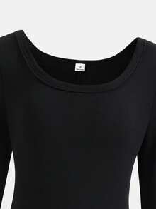 SHEIN Sparklyn 2件套青少年女孩休闲基本款运动街头瑜伽方领长袖连体裤 - 彩色 - 查看 4