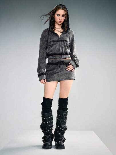 J-Fashion Set de 2 sudaderas desgastadas y deshilachadas con efecto vintage para mujer