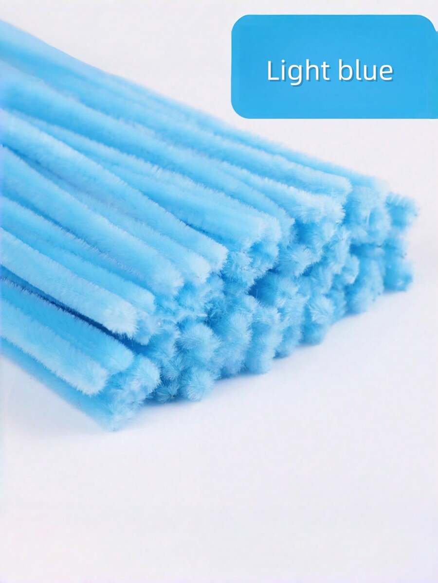 100/200/300/500 chiếc que vệ sinh ống màu sắc tươi sáng như bánh macaron, que nhung nhiều màu, que nhung dày, que xoắn mềm, que vệ sinh ống dùng cho các dự án nghệ thuật và thủ công, trang trí DIY sáng tạo. - Màu xanh nhạt - Xem 1